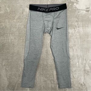 Nike Pro Dri-Fit Men's Heather Gray 3/4 Length Fitness Tights Size Medium